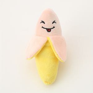 TEMU 바나나 인형 1개, 과일 및 채소 인형 6개 세트, 귀여운 물어뜯기 방지 개 음성 장난감, 치아 연마를 위한 상호작용 훈련 용품, 혼자서 지루함을 풀어주는 개용 소리 장난감