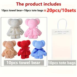 TEMU 클리어 백이 포함된 귀여운 곰 수건 선물 세트 20개 - 발렌타인데이, 결혼식, 생일, 어머니날 및 크리스마스 파티 선물에 완벽함