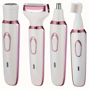 TEMU 4-in-1 여성용 전기 제모기/다기능 전동 제모 세트/비키니 트리머/USB 충전식/눈썹, 코, 얼굴, 다리 제모기/휴대용, 부드러운 사용감, 어머니날 선물