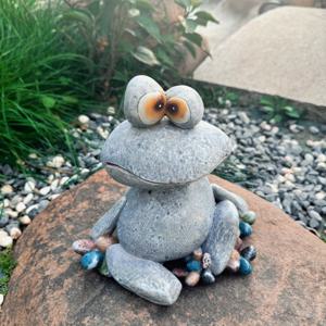 TEMU 대형 입 모양의 개구리 레진 아트 피규어, 양서류 치아 디자인, 돌감각, 장식적인 부리 - 실내 디스플레이 캐비넷, 방 데스크탑, 야외 정원 연못 장식에 적합합니다.