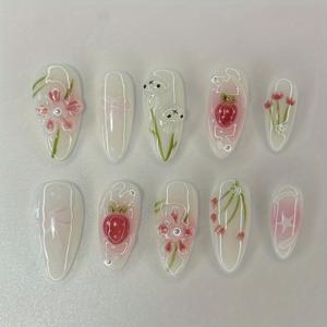 TEMU 전통 수제 귀여운 토끼 달콤한 딸기 부드러운 꽃 로맨틱 리본 순수 욕망 상자, 모든 여성과 소녀의 일상 착용에 적합
