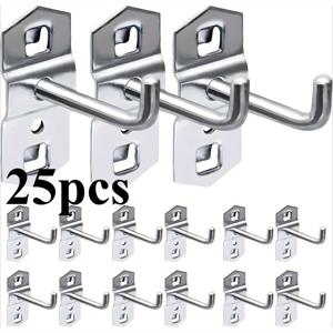 TEMU 25개 후크 도구, 작업대용 사각 구멍 플레이트 후크, 캐비닛 후크 네일 플레이트 후크