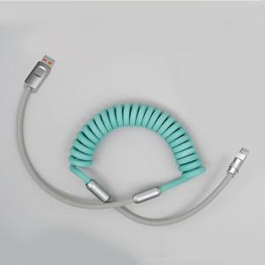 TEMU 100W 6A USB-타입C 고속 충전 스프링 데이터 케이블, 고탄성 나일론 브레이드, 제품 길이 유연하고 유연함, 아이폰 15/16 시리즈, 갤럭시 S22/S23/S24, 샤오미 14/ 울트라 시리즈, 화웨이 메이트50/60 시리즈, 오포, 바이보 휴대폰 고속 충전에 적합, 차량용 충전 가능, 재택 및 여행 중 사용하기 편리한 기술 패션 제품