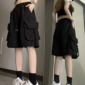 TEMU 여성용 올리브 그린 아메리칸 레트로 카고 반바지 - 여름 2025 루즈핏 와이드레그 5포켓 디자인, 통기성 원단과 지퍼 포켓, 세탁기 사용 가능 캐주얼 & 출퇴근용 귀여운 쇼츠, 매력적인 실루엣, 편안한 착용감, 트렌디 패션, 가벼운 소재, 컬리지 스타일