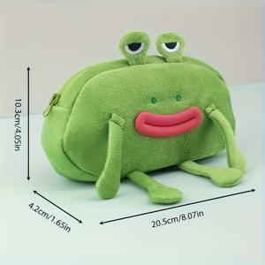 TEMU 1개, 개구리 플러시 펜 가방 캐릭터 대용량 학생 필통 소형 수납 파우치, 귀여운 문구류 정리함, 카와이 스타일, 다양한 색상