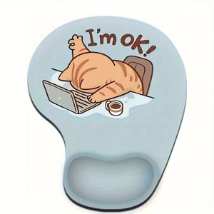 TEMU 에르고닉 손목 지원 마우스 패드, 부드러운 손목 휴지 - 미끄럼 방지 베이스, 사무실 및 가정용 편안한 디자인, 노트북, 컴퓨터 및 키보드에 적합, 책상용 손목 패드, 사무실 손목 지원, 재미있는 고양이 디자인, 미끄럼 방지 표면