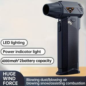 TEMU LED 조명 기능이 있는 휴대용 강력한 터보 팬, 고속 브러시리스 모터, 바람 속도 52m/s, 4000mAh*2 대용량 배터리 자동차 먼지 제거 팬, 휴대용 야외 먼지 블로워! 자동차 청소, 4단계 조절 가능 - 자동차, 정밀 전자기기, 문 간격, 키보드 악기, 야외 바베큐, 숯불 불기 등에 완벽합니다.|키보드|차량용선풍기