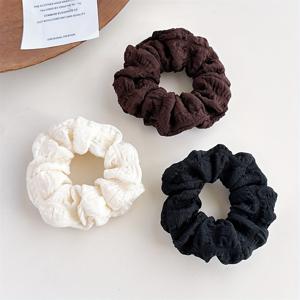 TEMU 3pcs/Set 새로운 단색 버블 주름 소프트 스런치 걸스 헤어 타이 심플 대형 탄성 헤어 밴드 헤어 액세서리