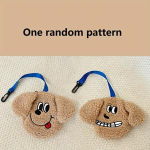 TEMU 귀여운 강아지 & 고양이 얼굴 휴대용 파우치 - 간식 보관백, 쓰레기봉투 정리함 및 재미있는 표정 지퍼 포켓, 소/중/대형 반려견과 고양이를 위한 3가지 사이즈