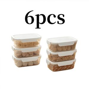 TEMU 6개입 850ml/29oz 밀폐 식품 보관 용기 - 스냅락 뚜껑, 내구성 PP 플라스틱 냉장고 정리용기 (과일·채소·육류) - 재사용 가능, 쉬운 세척, 음식 안전 폴리프로필렌 소재, 스택 가능한 디자인, 튼튼한 구조, 건강한 식습관을 위한 주방 및 냉장고 보관 솔루션