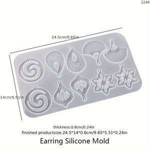 TEMU 1개 꽃 홀로 패턴 잎 귀걸이 펜던트 실리콘 몰드 세트 DIY 주얼리 만들기 에폭시 레진 주조 키체인 귀걸이 레진 몰드