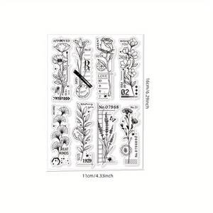 TEMU 1개 빈티지 꽃무늬 투명 실리콘 스탬프 - 직사각형 DIY 공예 도구, 카드 만들기, 스크랩북, 사진 앨범 장식용, 무화학, 아름다운 디자인 만들기에 완벽, 스크랩북 용품 | 빈티지 꽃 디자인 | 내구성 있는 실리콘 스탬프, 스크랩북 용품