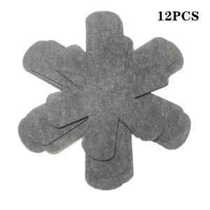 TEMU 12pcs 비착착 펠트 패드 보호자 - 반사되는 회색 냄비 및 팬 보호자, 둥근 모서리, 안전한 요리용 식기 휴대대, 요리용 식기 보호 | 현대적인 주방 용품 | 내구성 있는 주방 용품, 팬 보호자