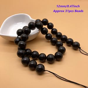 TEMU 1줄 4-12mm 천연 블랙 숑가이트 라운드 비즈 숑가이트 보석 샘플 DIY 주얼리 만들기 팔찌 펜던트용