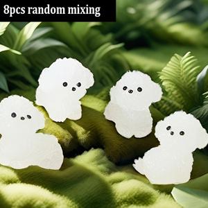 TEMU 차량용 대시보드 장식품 8pcs 야광 강아지 레진 피규어 - 귀여운 미니어처 개 인형, 방·차·정원·휴일 장식 (크리스마스, 부활절) - 매력적인 분위기 더하기 위한 홈 데코
