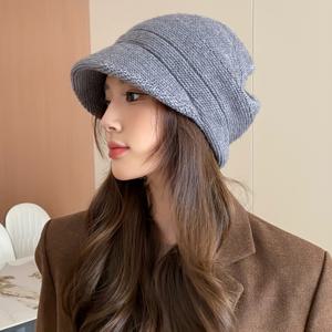 TEMU 따뜻한 니트 루즈 비니 모자 여성용 - 가을 겨울 귀 보호