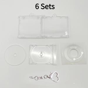 TEMU 빈 미니 CD 박스 키체인 세트 - 6세트 NFC 뮤직 앨범 홀더, 하트 아크릴 투명 키체인, DIY 폰 펜던트 장식, K팝 팬 & 음악 애호가를 위한 창의적인 선물