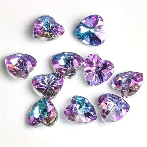 TEMU 30개 10mm 무지개색 하트 모양 유리 비즈, 다색, 홀 펜던트 매력, DIY 주얼리 만들기 용품, 귀걸이, 팔찌, 목걸이, 네일 아트, 선 캐처 액세서리용 크래프트 비즈