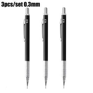 TEMU 3개 벌레 메카니컬 펜슬, 금속 자동 쓰기 펜슬, 0.3mm ~ 2.0mm 팁, 튼튼한 블랙, 그림, 스케치, 사무용 문구, 14세 이상 적합