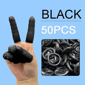 TEMU 50개 일회용 고무 미끄럼 방지 손가락 슬리브, 팁 보호 커버, 크기 폭 2cm 0.78인치 x 길이 7.75인치, 내마모성, 고탄력, 터치스크린 호환, 유연한 장갑, 선택 가능한 다양한 색상 검정, 흰색, 분홍색, 노란색
