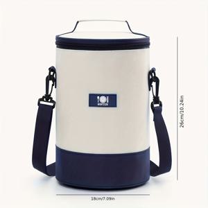 TEMU 1개, 6.6L 옥스포드 천 런치백 - 두꺼운 알루미늄 호일 보온 식품 용기 포함, 학교·사무실·여행용 휴대용 라운드 토트백, 비식품 접촉