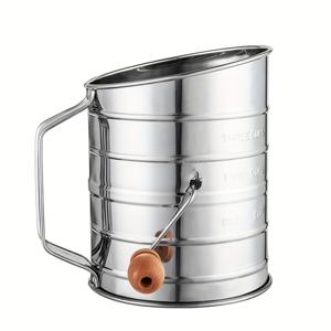 TEMU 1pc 대형 스테인레스 스틸 셰이커 - 측정 컵이 있는 휴대용, 반자동, 밀가루 및 기타 건조 재료를 위한 내구성 있는 베이킹 도구, 베이킹 필수품|인체공학적 디자인|내구성 있는 구조, 베이킹 용품