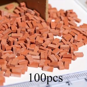TEMU 100개 미니 내구성 모래 트레이 - 3D 모델 풍경 조립 장난감, 휴대용 시뮬레이션 벽돌, DIY 랜드스케이프 건축, 오렌지 레드, 성인들이 시간을 보내기에 완벽함