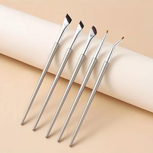 TEMU 눈썹 및 아이 메이크업 브러쉬 5종 세트 - 낫 모양, 경사 라이너 브러시, 눈썹 브러시, 접이식 디테일 브러시 및 직각 디테일 브러시 포함, 전문 메이크업 아티스트와 메이크업 애호가에게 적합한 아이 메이크업용, 여행에 편리하게 휴대 가능, 친구나 가족에게 선물로 좋습니다