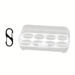 TEMU 1pc 내구성 있는 PP 플라스틱 계란 홀더 - 4/8 그리드 디자인, 캠핑, 피크닉 및 여행용 이중 끝 저장, 깨지지 않는 및 재사용 가능한, 야외 및 여행 필수품에 이상적, 피크닉 필수품 | 컴팩트한 저장 | 안전한 잠금 장치, 계란 홀더