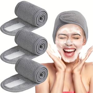TEMU 3pcs 조절 가능한 스파 헤드밴드, 얼굴 메이크업, 샤워, 얼굴 세척