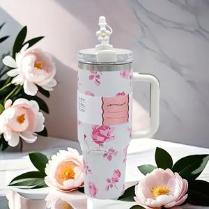 TEMU 40oz 핸들 달린 더블월 진공 단열 스테인리스 텀블러, 고급 멀티컬러 휴대용 컵 세트 아이스커피 머그컵, 캠핑·등산·출발 여행에 적합한 이동식 물병|텀블러|커피
