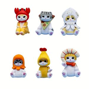 TEMU 6pcs PVC 아웃핏 고양이 인형 세트 - 데스크탑 동물 테마 미니 모델, 자동차 장식에 이상적, 크리스마스, 부활절, 추수 감사절, 데이, 졸업에 완벽한 선물