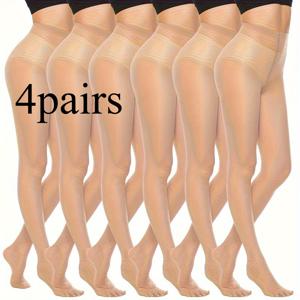 TEMU 여성용 여름 시스루 레깅스 4pcs - 초슬림, 미끄럼 방지, 누드 컬러 디자인, 일상 편안함과 스타일리시한 매트 소재