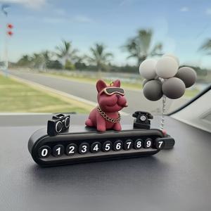 TEMU 1개 불독 테마 자동차 장식 - 빈티지 라디오 스타일 주차 표지판 (숨겨지는 번호판 포함), 남녀 공용 창의적인 대시보드 오너먼트 | 접이식 임시 주차 표시기