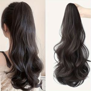 TEMU 여성용 20인치 클립인 하이 포니테일 익스텐션 - 볼륨감 넘치는 컬리 웨이브, 자연스러운 스타일의 합성 헤어, 업도 & 특별한 행사용 - 모든 머리 타입 및 인종에 적합한 쉬운 클립인 포니테일 추가, 이벤트 헤어 액세서리, 플라워 스타일, 빠른 헤어스타일 솔루션, 엉킴 방지 섬유, 신부 헤어스타일링