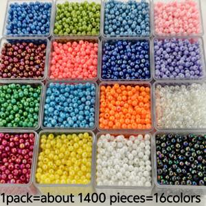 TEMU 1600개 4mm 아크릴 크리스마스 비즈 - 16가지 생생한 솔리드 컬러 DIY 공예용품, 목걸이·귀걸이·키체인 제작 - 광택 마감, 매끄러운 질감, 내구성 있는 소재, 창의적인 핸드메이드 액세서리, 휴일 장식용 비즈 세트, 우아한 주얼리 만들기 키트