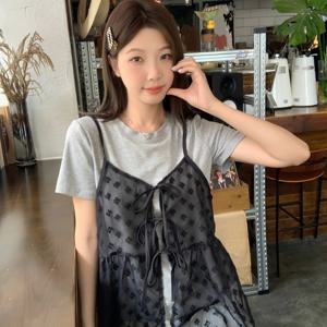 TEMU 여성용 세미시어 레이어링 캐미솔 탑 - 슬리브리스 리본 프론트, 논스트레치 원단, 캐주얼/오피스/파티룩 - 봄/가을/여름 데일리 시크 블라우스, 여성적 디자인, 우아한 구조, 타이프론트 탑, 패션러버즈