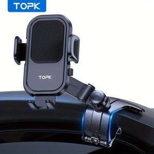 TEMU TOPK D40-J 대시보드용 조절 가능한 자동차 휴대폰 홀더 - 멀티 앵글, 미끄럼 방지 실리콘 클립, 모든 스마트폰 호환, 블랙 메쉬 디자인, 안정적인 그립, 차량용 스마트폰 거치대, 슬림한 액세서리, 견고한 구조|그립톡