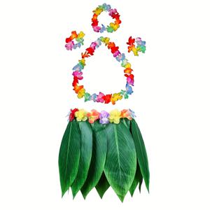 TEMU 5개 세트 하와이안 시뮬레이션 잎사귀 스커트 나무 잎 스커트 해변 축제 파티 장식 스커트