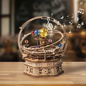 TEMU 성인용 3D 나무 퍼즐 기계 음악 상자 - 별이 빛나는 밤, 청소년을 위한 DIY 회전 음악 상자 모델 조립 키트, DIY 공예/취미/선물용 책상 장식