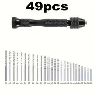 TEMU 49개 알루미늄 DIY 핸드 드릴 키트, 키리스 척 및 합금 드릴 비트 포함 - 정밀 제작 미니어처 도구.