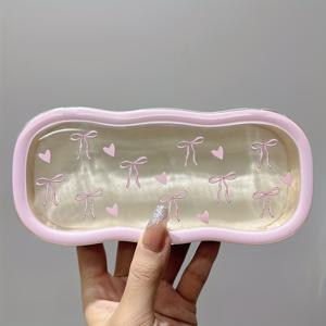 TEMU 하트 모양의 보우 디자인을 갖춘 투명하고 압력에 강한 휴대용 스토리지 박스 - 남성과 여성에게 이상적인 휴일 선물, 귀여운 안경 홀더, 안경 보관 솔루션|축제 액세서리|내구성 있는 플라스틱 케이스, 안경 케이스