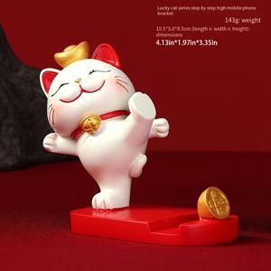 TEMU 중국 스타일의 귀여운 행운의 고양이 내셔널 트렌드 휴대폰 홀더, 생일 선물, 졸업 시즌 선물, 데스크탑 수지 휴대폰 거치대, 태블릿 iPad 지원용 창의적인 장식품. 크리스마스, 할로윈 장식, 가을 홈 데코, 수집가 피규어