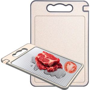 TEMU 양면 도마, 식품용 스테인리스 재질, 고기 및 채소/과일 사용 가능, 튼튼하고 내구성 강함, 식기세척기 안전, 긁힘 방지 그릴 디자인, 주스 받침 포함|식기세척기|식기세척기