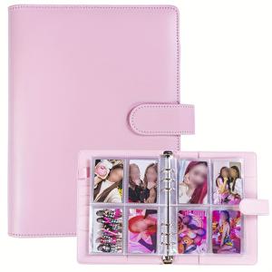 TEMU 1pc 케이스 + 25pcs 4-그리드 내부 페이지 사진 카드 바인더, 25장 4포켓 카드 페이지, 6링 A5 바인더 앨범, 100카드 슬롯으로 트레이딩 카드를 정리하는|포카바인더