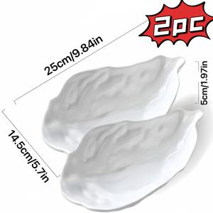 TEMU 2개 조개 모양 세라믹 접시 - 우아한 화이트 오이스터 식탁용 접시, 독특한 불규칙한 가장자리 디자인, 해산물 및 간식에 적합, 선물로도 이상적, 크리스마스와 추수감사절에 완벽