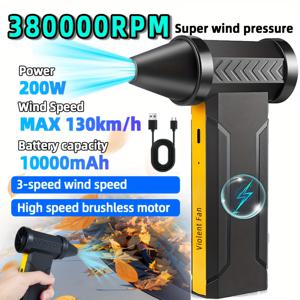 TEMU 380000RPM 휴대용 터보 제트 팬 - 3단계 속도 무선 공기 청소기 | 10000mAh USB-C 충전식 | 먼지, 눈, 캠핑, 키보드 청소용 쿨링 핸드헬드 블로워 - 남성 선물 추천, 먼지 제거 도구, 컴팩트 디자인, 고속 모터, 테크 기어 애호가 및 아웃도어 매니아를 위한 최고의 선택|캠핑선풍기