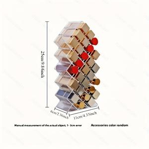 TEMU 28개의 구획이 있는 투명 립스틱 정리대 - 가정, 주방, 욕실용 독립형 메이크업 보관대 - 립스틱, 립글로스 등에 적합한 다수의 구획이 있는 내구성 있는 플라스틱 화장품 디스플레이 케이스, 립스틱 홀더, 주방 정리대, 현대적인 미적 감각, 투명한 시야