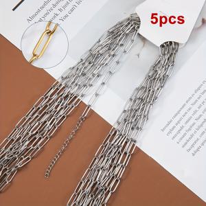 TEMU 목걸이 DIY 주얼리 만들기용 랍스터 클라스프 및 연장 체인이 포함된 스테인리스 스틸 매력적인 베이스 체인 5개 세트 (45cm+5cm)