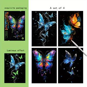 TEMU 1 세트 4pcs 수제 창의적인 DIY 빛나는 스크래치 그림 A4 성인 스크래치 그림 종이 퍼즐